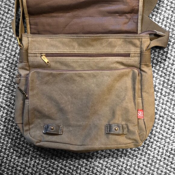 DIESEL Military-Style Messenger Bag Y2K Canvas Utility Spare Parts - Khaki Green - Picture 5 of 7